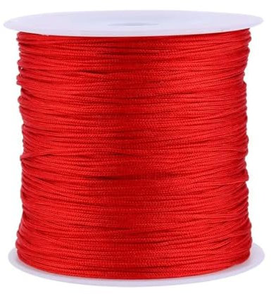 VIFERR Cordón de Hilo de Nailon Cordón de Satén de 100m x 0.8 mm Cordón de Nudo Chino Cordón de Cuentas de Hilo para Hacer Pulseras de Joyería DIY, Rojo