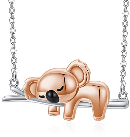 Koala Halskette 925 Sterling Silber Koalabär Anhänger Halskette Tierschmuck Koala Geschenke für Frauen Mädchen