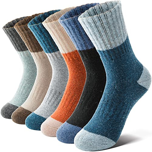 Anlisim Kids Merino Wool Hiking Socks Boys Girls Toddlers Thermal Winter Warm Boot Thick Cushion Gift Socks 6 Pairs