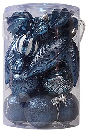 Wzxhew Set di 21 ornamenti per albero di Natale dorati infrangibili palle di Natale decorazioni natalizie decorative da appendere ornamenti colibrì vetro colorato nonna (A, taglia unica)