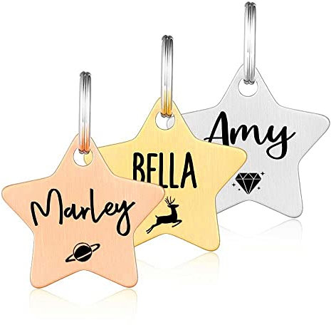 Hundemarke mit Gravur | Personalisiert Hundeanhänger mit Name | Tiermarke für Hunde und Katzen | Tier Namensschilder für Halsband | Katzemarke ID tag inkl. 2 Kostenlose Ringe
