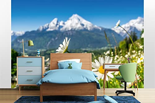 Vlies Fototapete KÜNSTLERISCHER BLICK AUF DIE ALPEN 375 x 250 cm (inkl. Kleister) - Vlies Tapete, Wandtapete, Wandbilder - Tapete für Wohnzimmer Schlafzimmer, Büro, Küche - Montagefertig