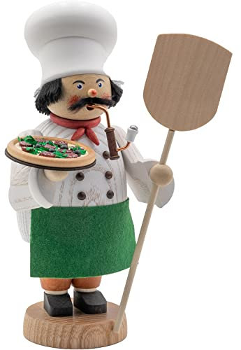 Seiffener Volkskunst Räuchermann Pizzabäcker, 22 cm hoch, original Erzgebirge von Seiffener Volkskunst