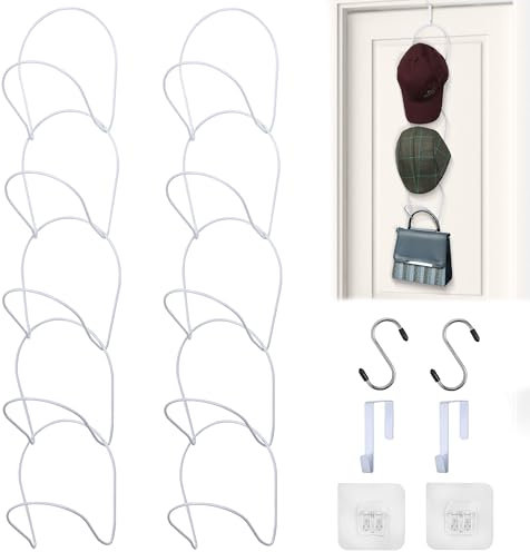 BELLE VOUS 10er Pack Hutablage Garderobe Cap Halter - Selbstklebende Huthaken Tür Hänger - Baseballmützen, Handtaschen, Handtücher, Kleidung & Mützen Aufbewahrung - Cap Halterung Wand, Tür & Schrank
