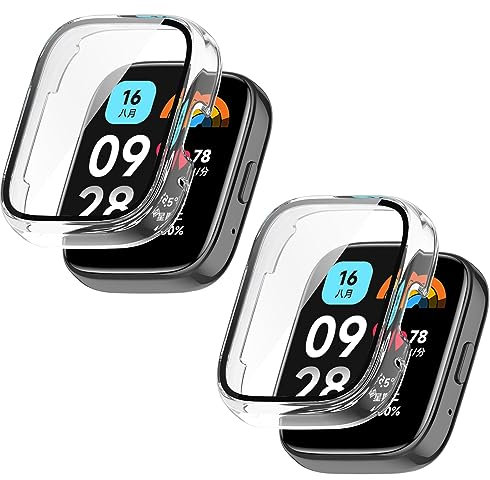 Braleto 2 Piezas Fundas Compatible con Redmi Watch 3 Lite/Redmi Watch 3 Active, Todo Alrededor Anti-Scratch Shockproof Bumper Cover (clear+clear)