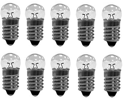 10 Stück Kugellampe E10 2,5 V 0,2 A Glühlampe Glühbirne Miniatur Schraubfuß Warmweiß 30LM (2,5V)