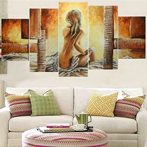 Poster,5 Teilig Leinwanddrucke Leinwand Stück Kunstdruck Modern Wand Aufhängen Home Dekoration Moderne Gemälde Hd Panel Nackte Frau Rahmenlos 150 X 100 Cm Schlafzimmerbürohotelwandkunstfoto