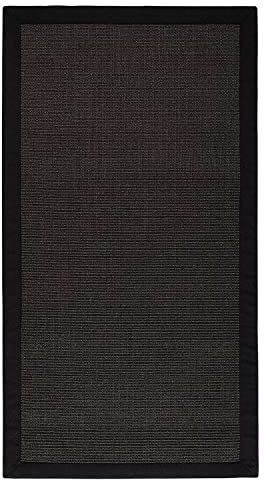 casa pura® Amazonas Sisal-Teppich mit Baumwollbordüre | rutschfeste Latexunterseite | mehrere Farben und Größen zur Auswahl (Schwarz, 80x150cm)