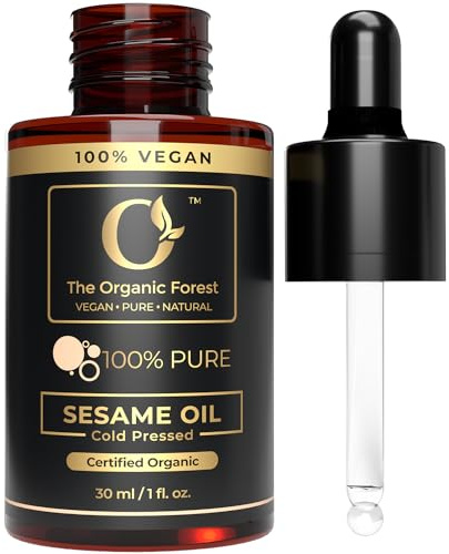 Sesame Oil Cold Pressed USDA Certified | Sesame Carrier Oil for Skin Care & Hair moisturizer | Sesame Oil for Makeup & Dandruff Remover |
