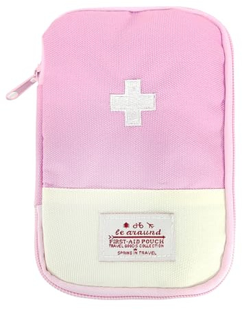 EQLEF Mini Erste Hilfe Set Erste Hilfe Tasche Leer Klein Tragbare Reiseapotheke Tasche Medikamententasche Reise für Zuhause Auto Reisen Camping im Freien 1 Stücke (Pink)