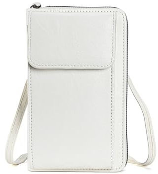 CRSUSUKJ Crossbody Tasche, Brieftasche Damen Umhängetasche, Handytasche zum Umhängen, PU Leder Damen Umhängetasche, Leder Viele Fächer Handy Schultertasche, Handytasche Geldbörse für Frauen.(weiß)