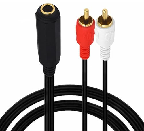 HUHANGGod 6.35mm a RCA Splitter Cable, chapado en oro 6.35 trs hembra a doble RCA macho estéreo adaptador de audio cable
