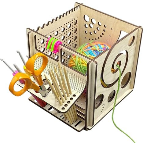 Dyeulget All-in- Wooden Yarn Bowl, Multifunctional Yarn Bowl for Knitting, Crochet Bag Organizer, Yarn Storage Box Crochet Knitting Accessorie, for Crochet Lovers (Only Bowl)