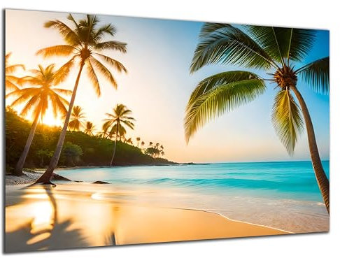 DARO Design - Wand-Bild 6mm HDF 40x30 cm Palmen-Strand - Wand-Deko Bilder Wohnzimmer