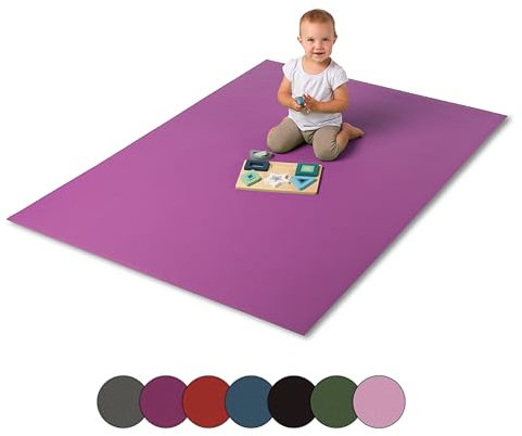 Hofbrucker® Krabbelmatte, Spielmatte, Turnmatte für Baby & Kinder, Öko-Tex Zertifiziert, Made in Germany, Abwaschbar, Rutschfester Spielteppich Größen (Pflaume, 120 x 120)