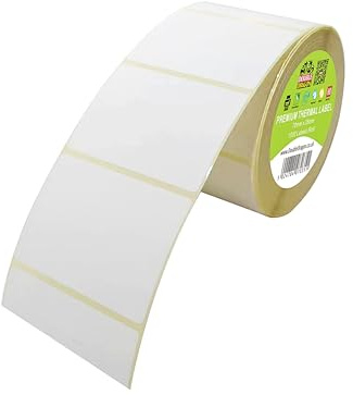 Double Dragon 1.000 Apotheken-Etiketten für Rezeptausgabe, 70 x 35 mm, Premium Direkt-Thermoetiketten, Weiß, 25 mm Kern, Selbstklebende Verschreibungsetiketten für Apotheken und Medikamentenausgabe