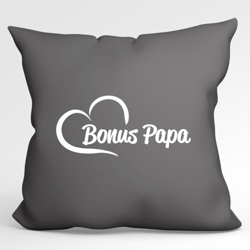Huuraa Zierkissenbezug Bonus Papa Herz Geschenk 40x40cm Steel Grey Baumwolle Bonus Papa Dekoration