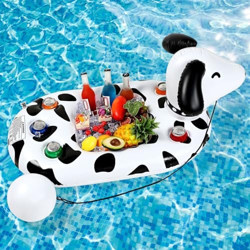 FillTouch Inflatable Serving Bar Floating Drink Holder for Pool Inflatable Cup Holders Hot Tub Accessories for Adults Swimming Fun Drink Floats for Swimming Pool Party (Dog)