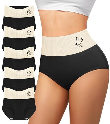 MIOTAN Lot de 5 Culotte Femme Coton Taille Haute Gainante | Extensible, Douce, Respirante, Couverture complète, Post-partum, Après césarienne, Confort quotidien