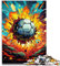 Puzzle-Geschenk, farbenfrohe Zeichnung, Fußball-Puzzle, 1000-teiliges Puzzle für Erwachsene, Holzpuzzle, Lernspiel, Herausforderungsspielzeug (50 x 75 cm)