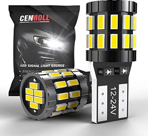 Cenmoll T10 W5W Ampoule LED, ampoules LED pour éclairage intérieur de voiture super lumineuses pour l'intérieur de la voiture, liseuses de plaque d'immatriculation, plafonniers blancs, lot de 2