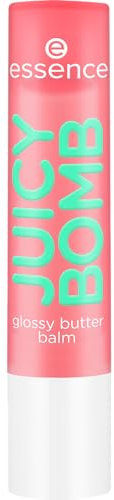 essence JUICY BOMB glossy butter balm, Lippenbalsam, Nr. 01, Rot, natürlich, glänzend, strahlend frisch, vegan, ohne Parabene, ohne Mikroplastikpartikel, Nanopartikel frei, 1er Pack (2.5g)