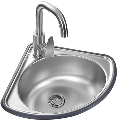 Fregadero Cocina, Fregadero Esquinero de Acero Inoxidable, Fregaderos Un Seno con Grifo, Fregadero Pequeño Montado en La Pared, Fregadero Sobre Encimera o Enrasado