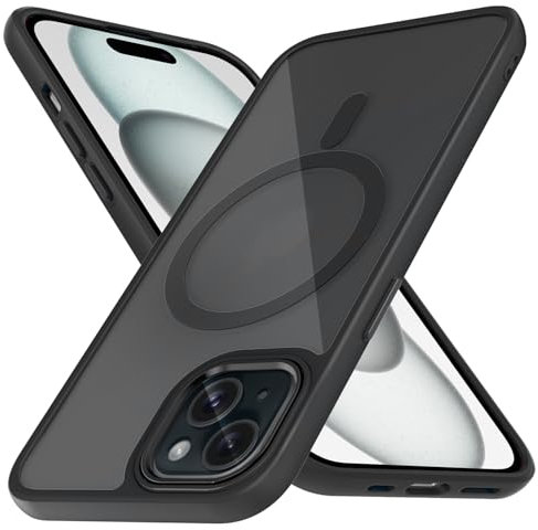 ZYIMOU Magnetisch für iPhone 15 Hülle Kompatibel mit MagSafe, Handyhülle für iPhone 15 Transparent Rückseite Dünn Stoßfest Schutzhülle (Schwarz)
