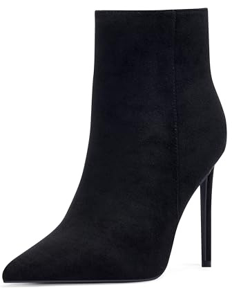 Zhabtuc Stiefel für Damen Sexy High Heel Stiefeletten mit Reißverschluss Spitze Zehen Stiletto Stiefeletten für Party Abschlussball Ankle Boots 11CM