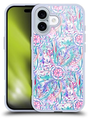 Head Case Designs Officially Licensed Micklyn Le Feuvre Burst in Pink and Teal Florals Gel Case [Military Grade Protection] Compatible with Apple iPhone 16 and Compatible with MagSafe