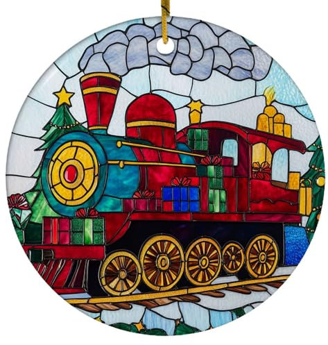 Runde Weihnachtsbaum Deko Polar Express Zug Ornamente Xmas Keramik Keramik Weihnachtsdeko Witzige Weihnachtsbaumschmuck Für Büro Haus Weihnachtsbaum