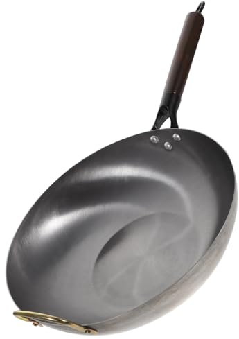 Ciieeo Traditional Chinese Wok Pan Deep Frying Pan Kitchen Cooking for Stir-Frying and Grilling Made of Iron Material Non-Stick Surface Suitable for Home and Restaurant Use