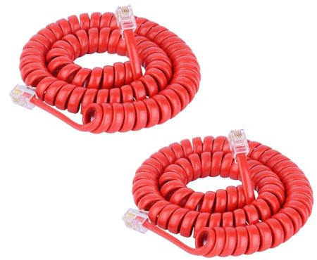 HAWAKA Cavo telefonico, RJ9 (4P4C), 4Feet cavo a spirale, cavo telefonico per telefono fisso di casa, ufficio, connettore per telefono, avvolto