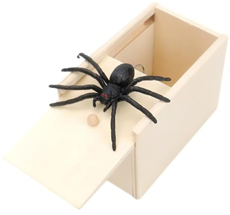 Spinne In Box, 1 Stück, Spinne Streich-Box Holz Streich Spinne Spinnen Prank Box Holz Prank, Spinne Box Streich Spider Scare Box für Kinder Erwachsene Party