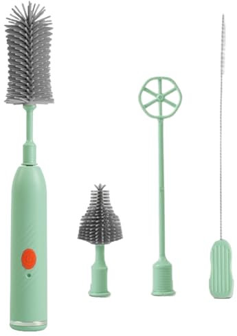 Electric Cleaning Brush for Baby Bottles - Silicone + ABS + PA, Waterproof, Rechargeable, Multi-Attachment, Cup Cleaner | Effective Tool for Teapots, Pump Parts, Water Bottles, Straws