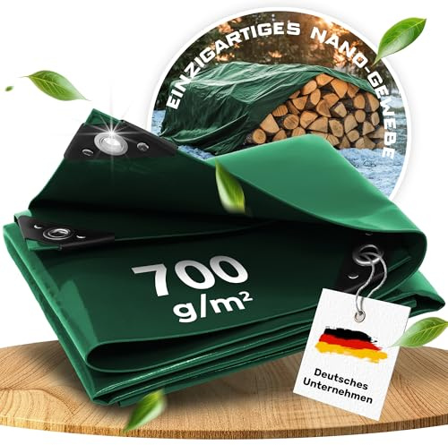 Premium Abdeckplane wasserdicht, Extrem Reißfest, Langlebig, UV-Beständig, patentierter Schutz - 5 Jahre Garantie - Plane mit Ösen, Gewebeplane, Boote, Gartenmöbel, Holz (700 g/m², 200x300cm)