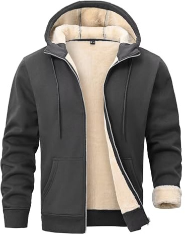 PrimeCrest Kapuzenjacke Herren Winter Hoodie Warme Sweatjacke mit Taschen