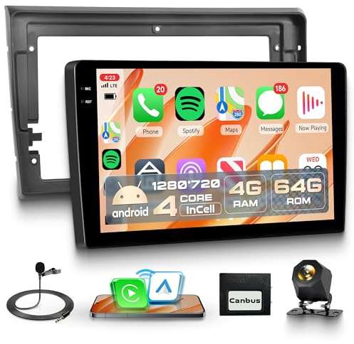4G+64G sans Fil Carplay Android 15 Autoradio pour Fiat Bravo 2007-2014 9 Pouces Incell Écran Tactile Autoradio avec Android Auto GPS Navi WiFi Mirror Link Bluetooth FM/RDS EQ/USB/SWC Caméra de Recul