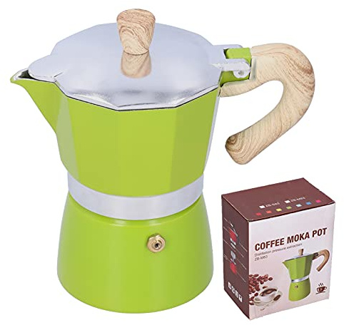 NinGYiYan 150ML Coffee Pot Moka Maker Stovetop Kettle Gas Stove for Home Office (Green)