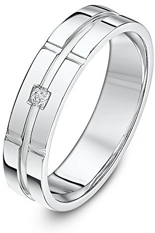 Theia Bague Platine 950 Hautement Polie 0.03ct Diamant Serti, 5mm - Taille 59