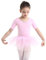 iEFiEL Mädchen Ballettkleid Kurzarm Ballettkleidung Kinder Ballettanzug Tütü Ballett Trikot Turnanzug Tanzkleid mit Röckchen Rosa 98-104