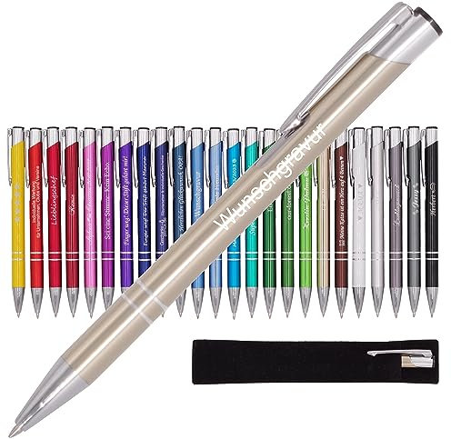 BIASTO Mitbringsel & Geschenk in Premium-Qualität: personalisierter Metall-Kugelschreiber mit Gravur, Stift mit Name (Gold)