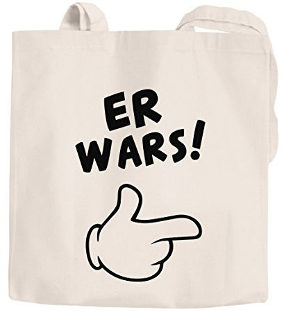 MoonWorks Jutebeutel Er wars Spruch Comic-Hand Baumwolltasche Stoffbeutel Tragetasche natur unisize