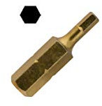 UK Drills 2.5 x 25mm Screwdriver Insert Bits Titanium Coated Hex x 10pcs