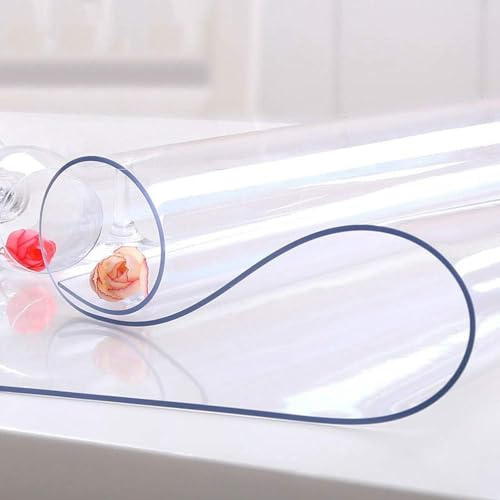 NECAUX Maßgeschneiderte, durchsichtige PVC-Tischabdeckung, 1,5 mm dick, verschiedene Größen - 117 x 229 cm, großer Holzmöbel-Büroschreibtisch-Schutz aus Kunststoff-Vinyl, Tischdeckenschutz für