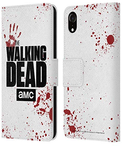 Head Case Designs Licenciado Oficialmente AMC The Walking Dead Blanco Logo Carcasa de Cuero Tipo Libro Compatible con Apple iPhone XR