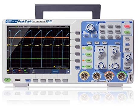 PeakTech 1341 - Oscilloscope à mémoire 4 canaux 100 MHz - Max. 1 GS/s avec USB, interface LAN & écran couleur TFT haute résolution 8, profondeur de mémoire 40 millions de points, modes FFT & XY, DSO