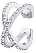 Elli Ohrringe Damen Earcuff Kreuz Basic Minimal mit Kristallen aus 925 Sterling Silber