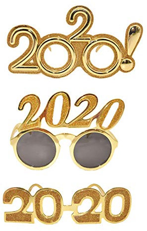 NUOBESTY Neujahrsbrille Weihnachtsgeschenke 2020 brillen new year party papier brille party favor foto requisiten für 2020 silvester party 2020 abschlussfeier liefert 3 stücke (golden)
