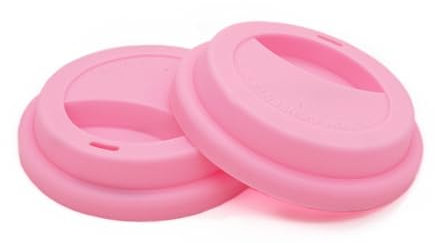 NanTun Silicone Drinking Lid Spill-Proof Cup Lids Reusable Coffee Mug Lids Coffee Cup Covers 2 Pcs - Pink